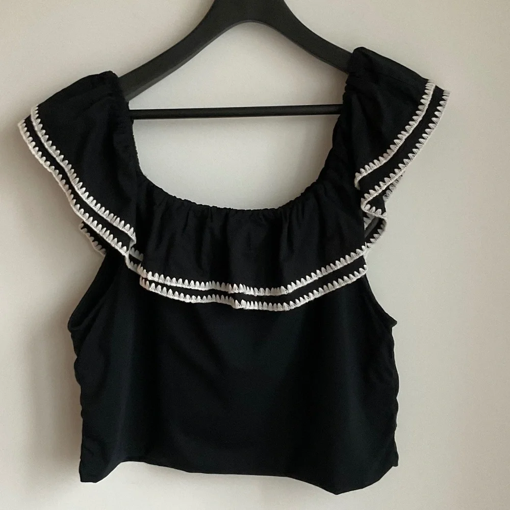 J. Crew Black Off The Shoulder Ruffle Top - Various Size